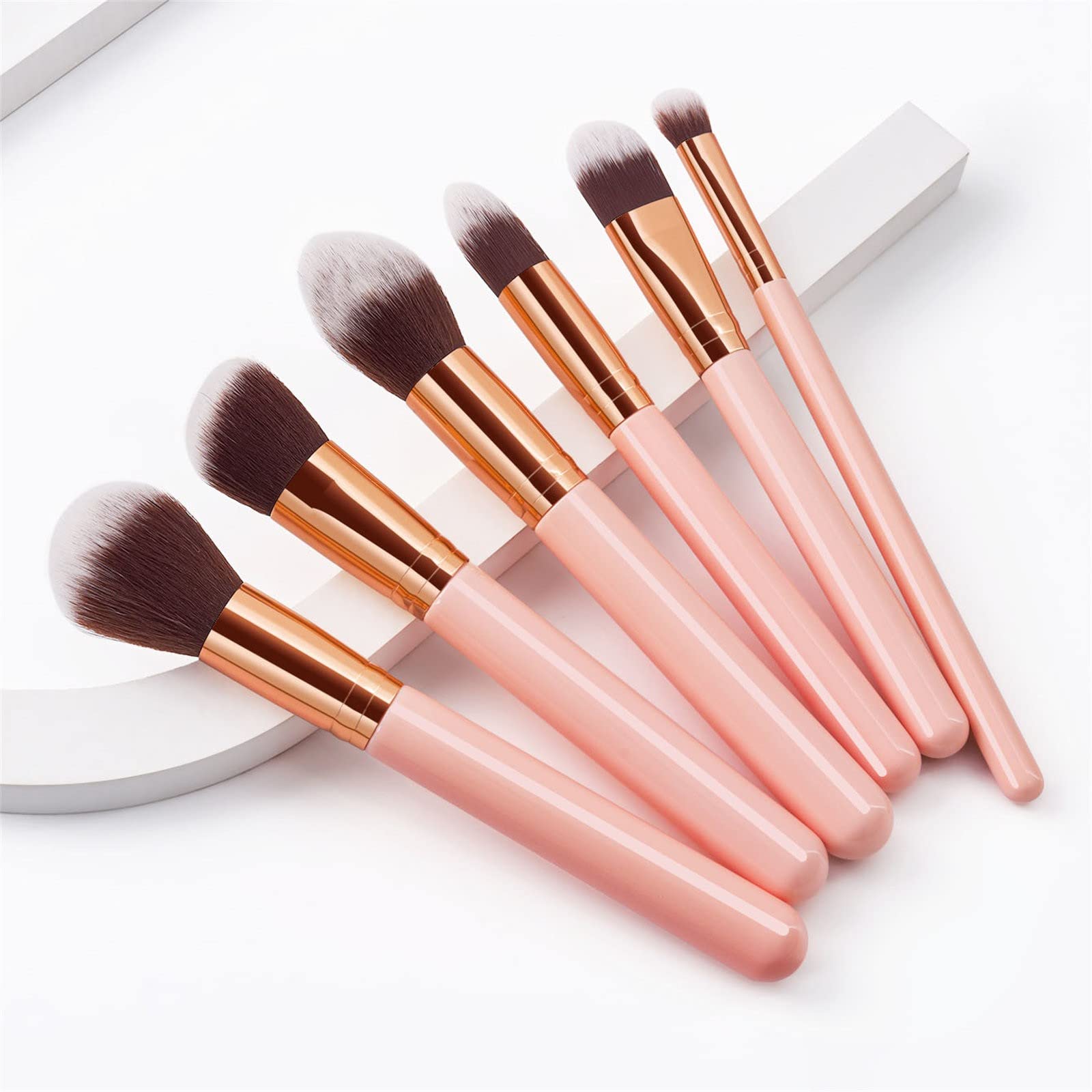 Brocha de maquillaje sintética avanzada, para base de maquillaje, polvos, sombras de ojos, pinceles de maquillaje, cosméticos, para cejas, sombras de ojos, polvos, brillo de labios, paquete de 6 broch
