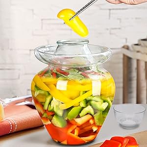 WWahuayuan 0.67/1.3/2 Gallon Large Traditional Glass Fermenting Jar with Water Seal Airlock Lid,Kimchi, Pickles or Any Fermented Food (0.67 Gal)