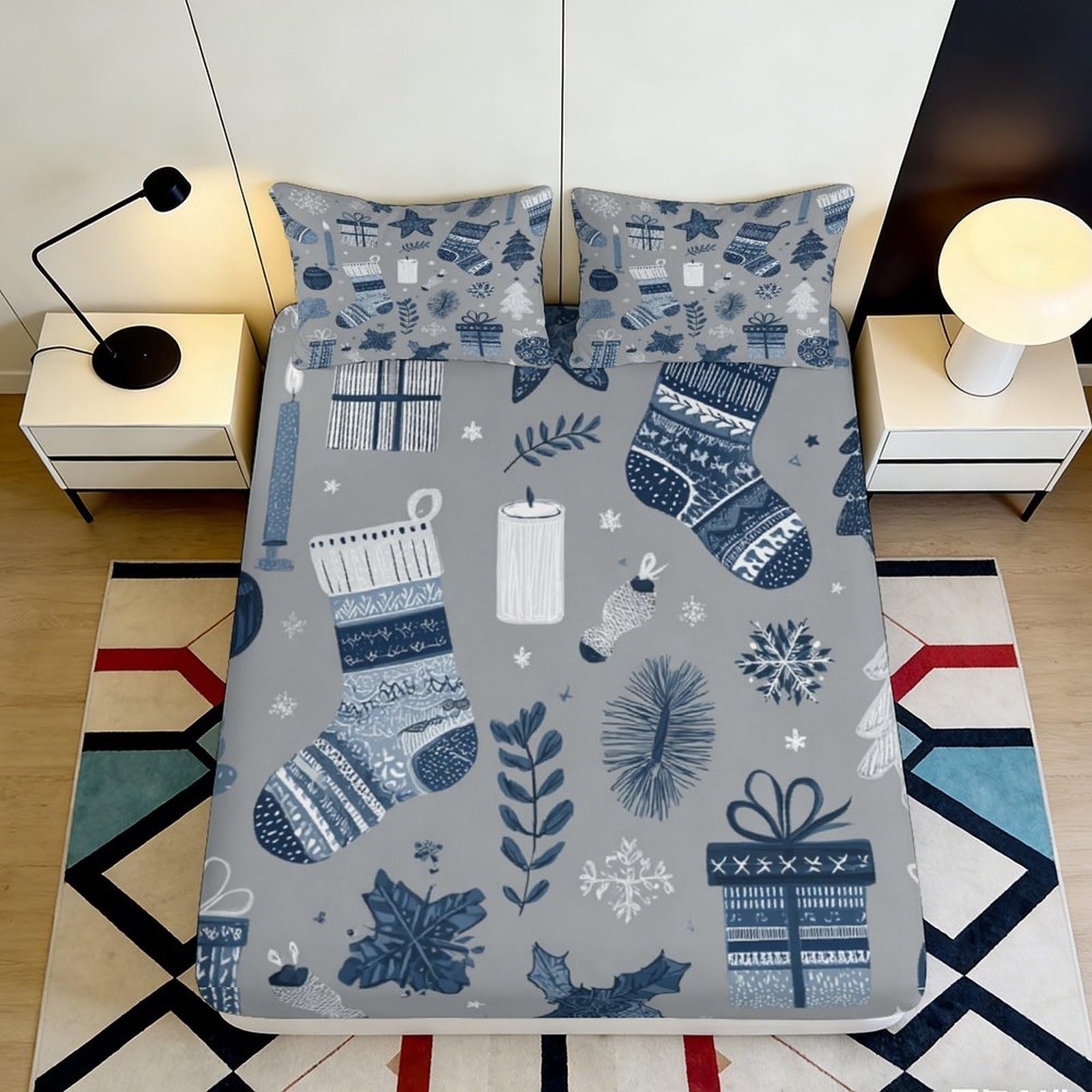 3D Printed Cat Pattern Fitted Sheet Microfiber Deep Pocket Non-Slip Bedding Cat Mattress Fitted Cover Elastic Wrap Washable for Bedroom 200x200x25cm