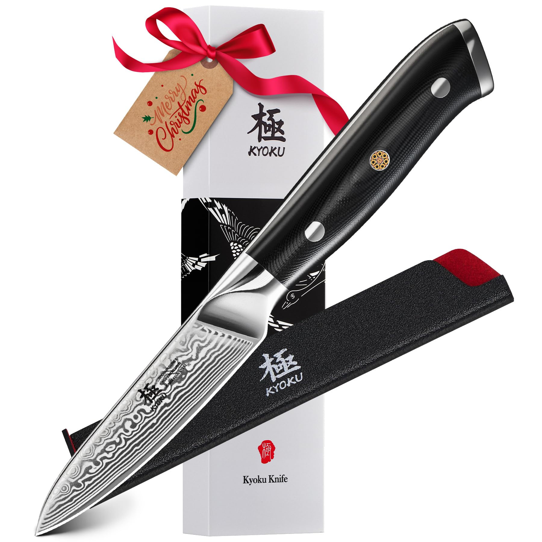 Sponsored Ad - KYOKU Paring Knife - 3.5" - Shogun Series - Japanese Style VG10 Steel Core Damascus Blade - with Sheath & Case