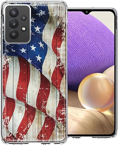 MUNDAZE for Samsung Galaxy A32 Vintage USA Flag Double Layer Phone Case Cover