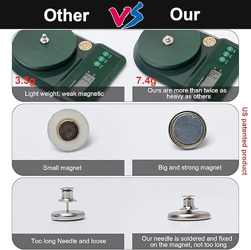 Miniatura 2 de 8 pesas magnéticas para cortina de ducha con tachuelas traseras, mantiene los forros de cortina cerrados y apretados a las paredes laterales, clips