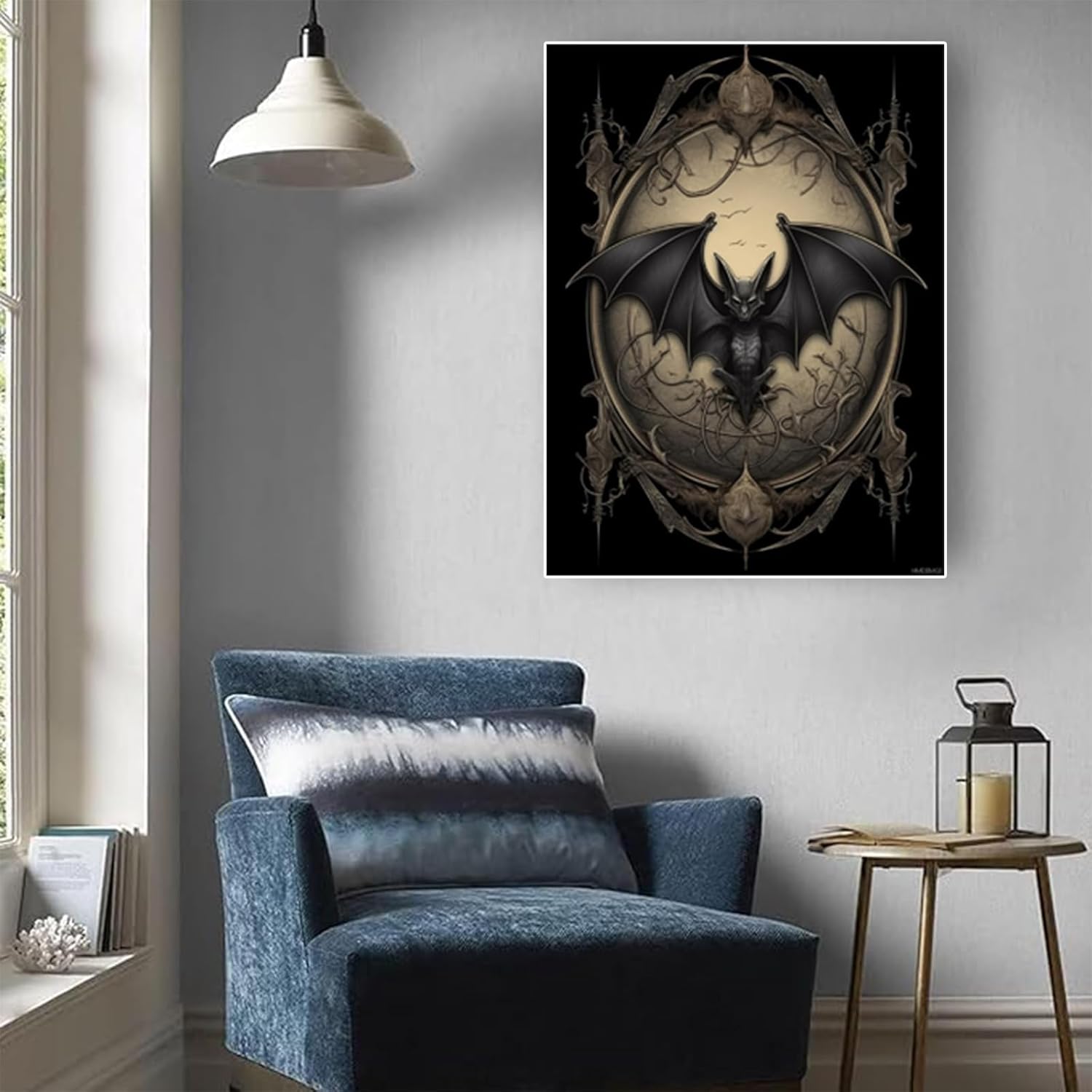 HMDIIMGE Diamond Painting Kits for Adults, Bat Diamond Art Kits, Full Drill 5D Round Animal Diamond Painting Art, DIY Art and Craft, for Home Decor Halloween Decor 12x16 inch