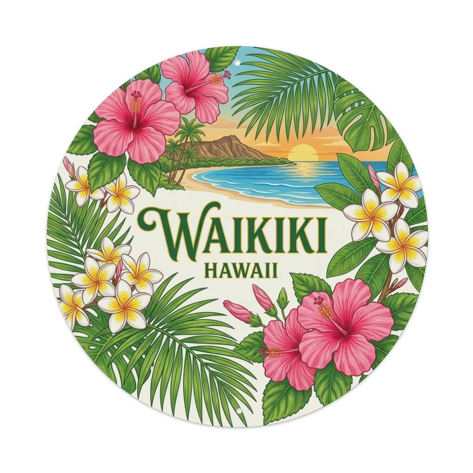 Vintage Travel Waikiki Hawaii Belief Metal Tin Sign