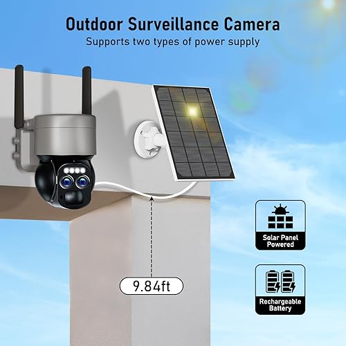 Miniatura 2 de Cámara de seguridad solar inalámbrica 4K para exteriores, lentePTZ de 360, cámara de vigilancia, visión nocturna a color, WiFi de 5 GHz, 2.4 Hz,