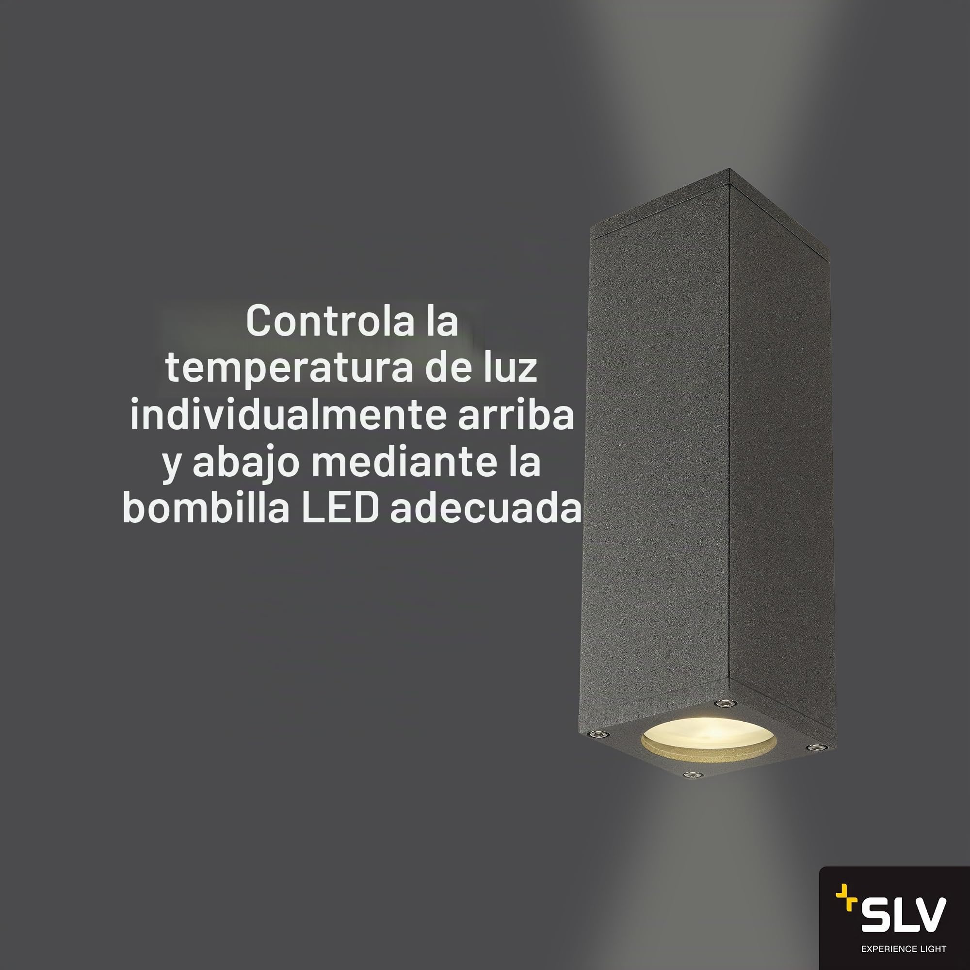 SLV luminaria empotrable de pared THEO UP/DOWN/Iluminación de interior de pared, luminaria de superficie, luminaria de superficie de pared, proyector de techo / GU10 50 W antracita