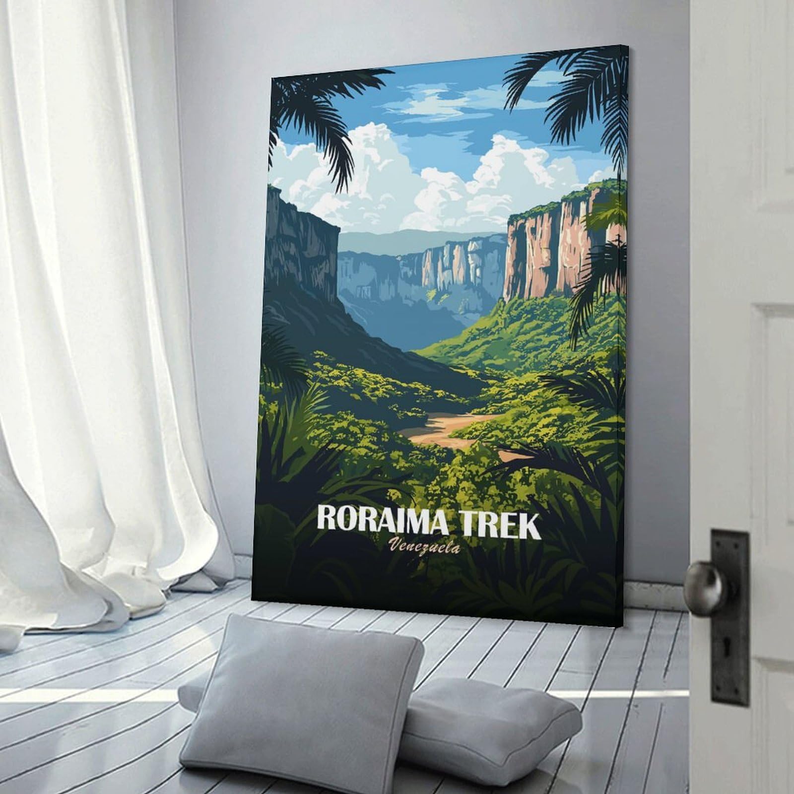 Junmoney Room Decor Wall Art Roraima Trek Venezuela Landscape Illustration, 20x30inch(50x75cm), for Office Decor, Home Working Or Creative Rooms, An Interior Accent for Desk Areas