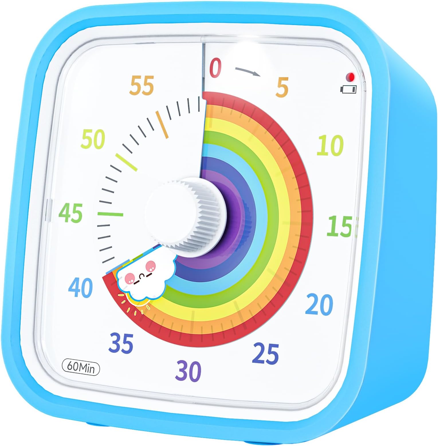 Visual Timer with Protective Case, Rainbow Disk 60 Minute Countdown Timer for Kids and Adults, Silent Time Management Tool(Blue)
