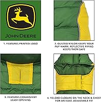 Vista 3 de Pets First John Deere - Chaleco acolchado para perros y gatos, talla S. Abrigo para perro cálido, acogedor e impermeable, para perros y gatos