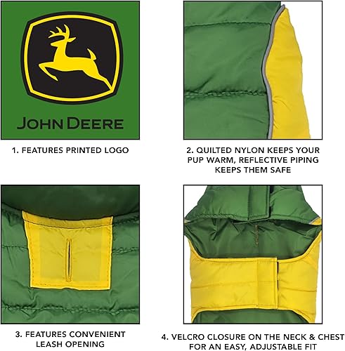 Miniatura 3 de Pets First John Deere - Chaleco acolchado para perros y gatos, talla S. Abrigo para perro cálido, acogedor e impermeable, para perros y gatos