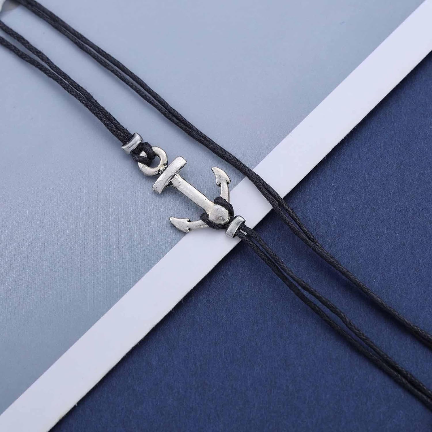 Boho Layered Leather Anchor Anklet Bracelet Black Leather Cord Ankle Bracelets Black Rope Anklets Black String Anklets Foot Chain Jewelry for Women Sailing Gifts - Image 4