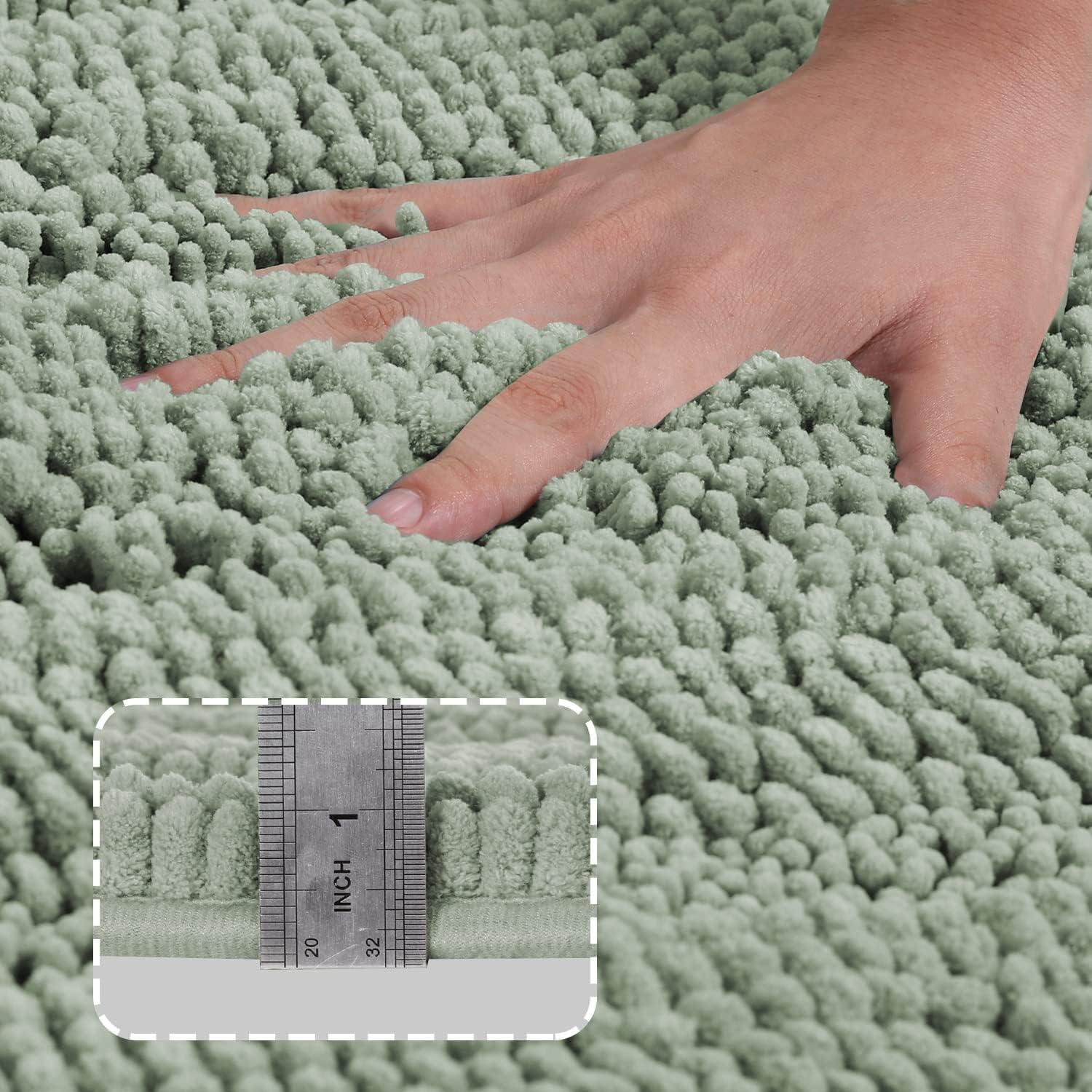 Turquoize Non Slip Shaggy Chenille Microfibers Bathroom Rug Black Bathroom Mat Extra Long Bath Rug 47 x 17 Kitchen Rugs and Mats, Super Water Absorbent & Soft Washable Bath Rug for Bathroom, Black : Home & Kitchen