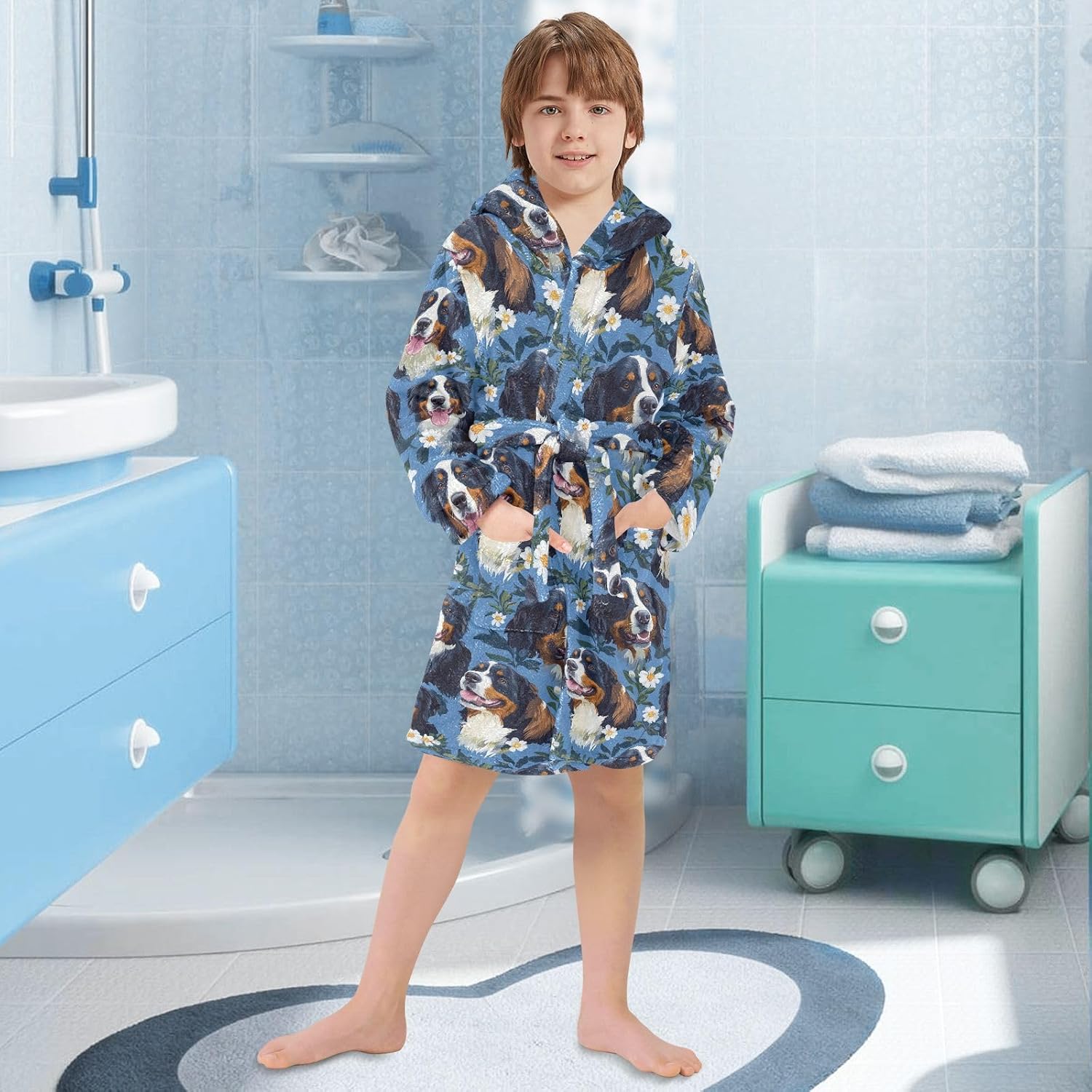 Brown Dog Bath Robe Kids Girls Child Bathrobe pantalones para ninos