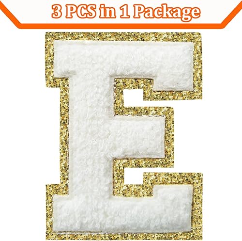 Miniatura 45 de Parches de letras termo-adhesivas de felpilla para chaquetas, parches de letras universitarias con brillantina para planchar en la letra azul A