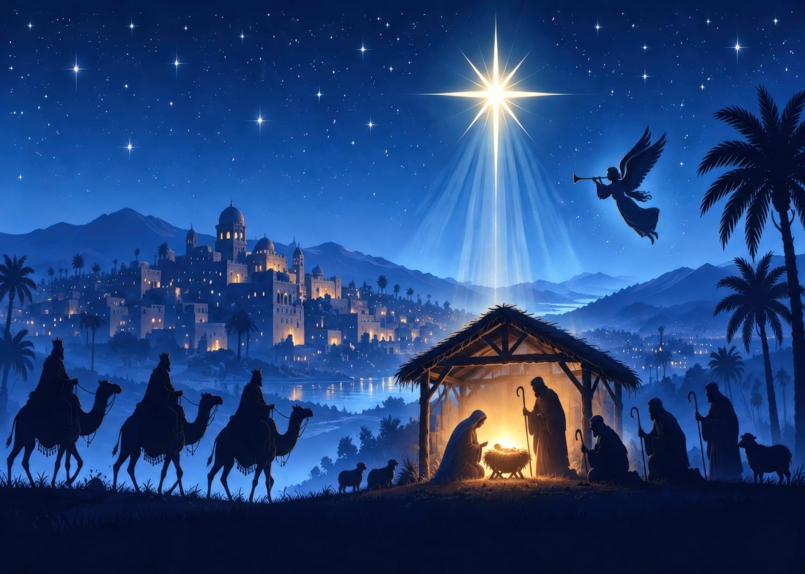 12x8FT (3.6x2.5m) Angelo Sopra Il Presepe Sfondo Fotografico