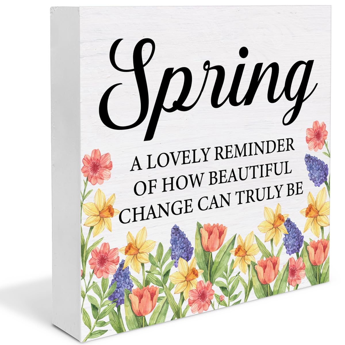 Amazon.com : Spring Decor Spring Wooden Sign, Farmhouse Spring Desk ...