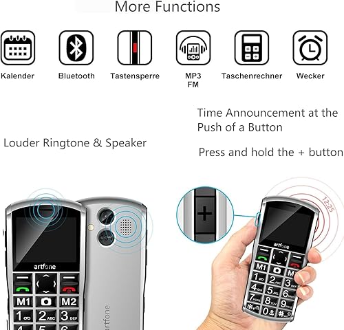 Miniatura 7 de A400 Pro Silver - Teléfono celular de botón grande para personas mayores, teléfonos desbloqueados 4G LTE con botón SOS, cámara trasera de 2 MP, base