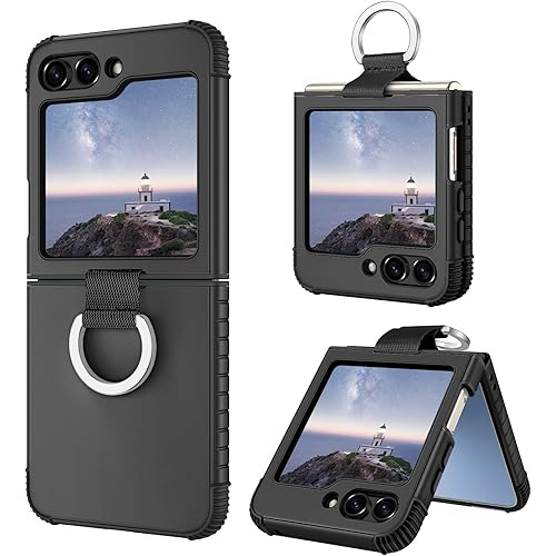 BENTOBEN for Samsung Galaxy Z Flip 6 5G Case with Ring, Heavy Duty 2 in 1 Full Body Rugged Galaxy Z Flip6 Case Girls Women Boy Men Shockproof Protection Cover for Samsung Z Flip 6 6.7”,Black