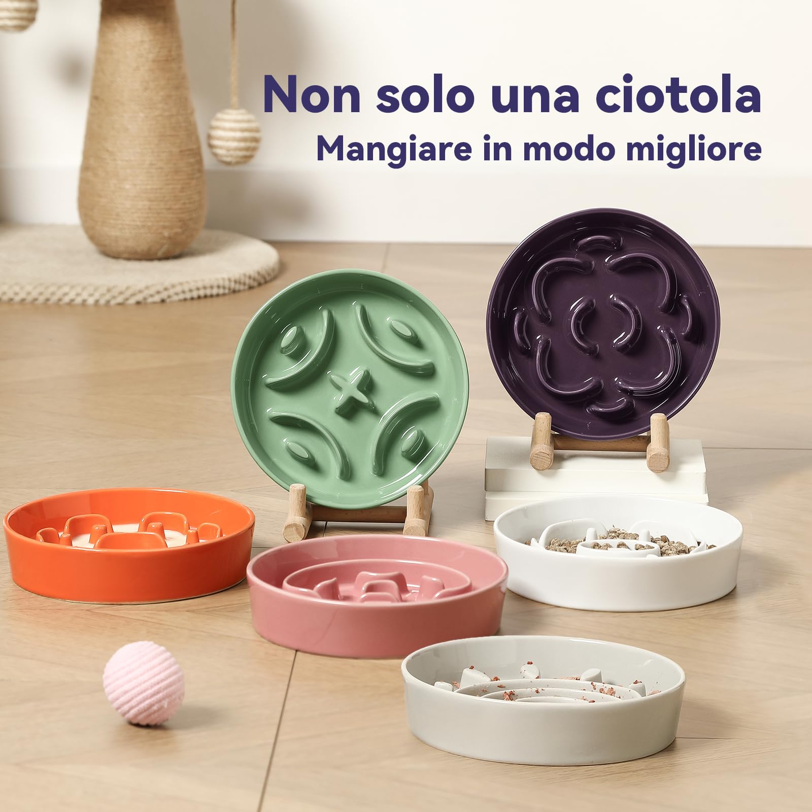Ciotola Anti-ingozzamento In Ceramica Per Cani – Labirinto A Mano, Per Taglia Media, Fino A 310 G – Doodle Fiore, Stabile E Bellissima