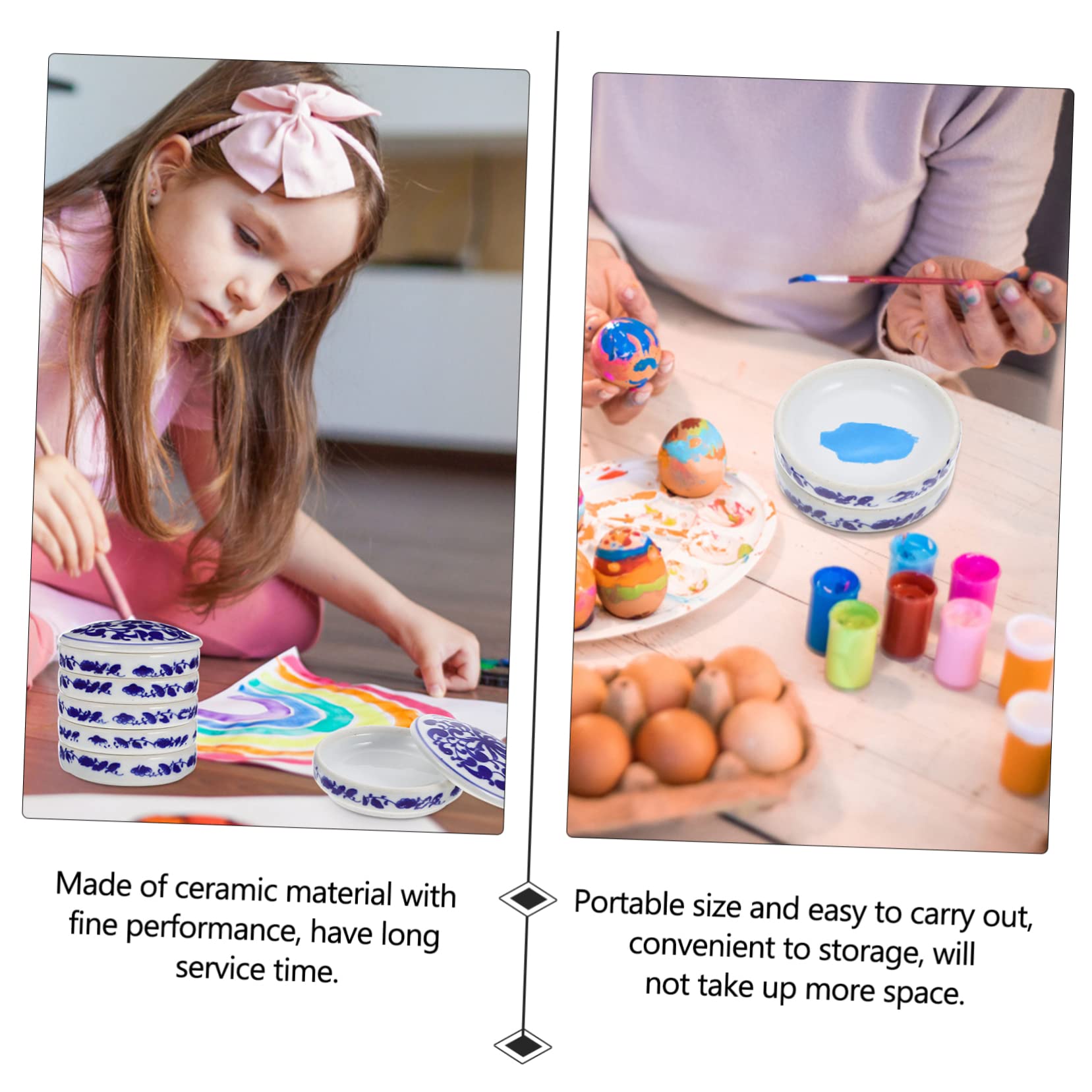 ARTIBETTER Paint Palette Tray Chinese Porcelain 5 Layer Set Pigment Holders for Watercolor Easy to Clean Store