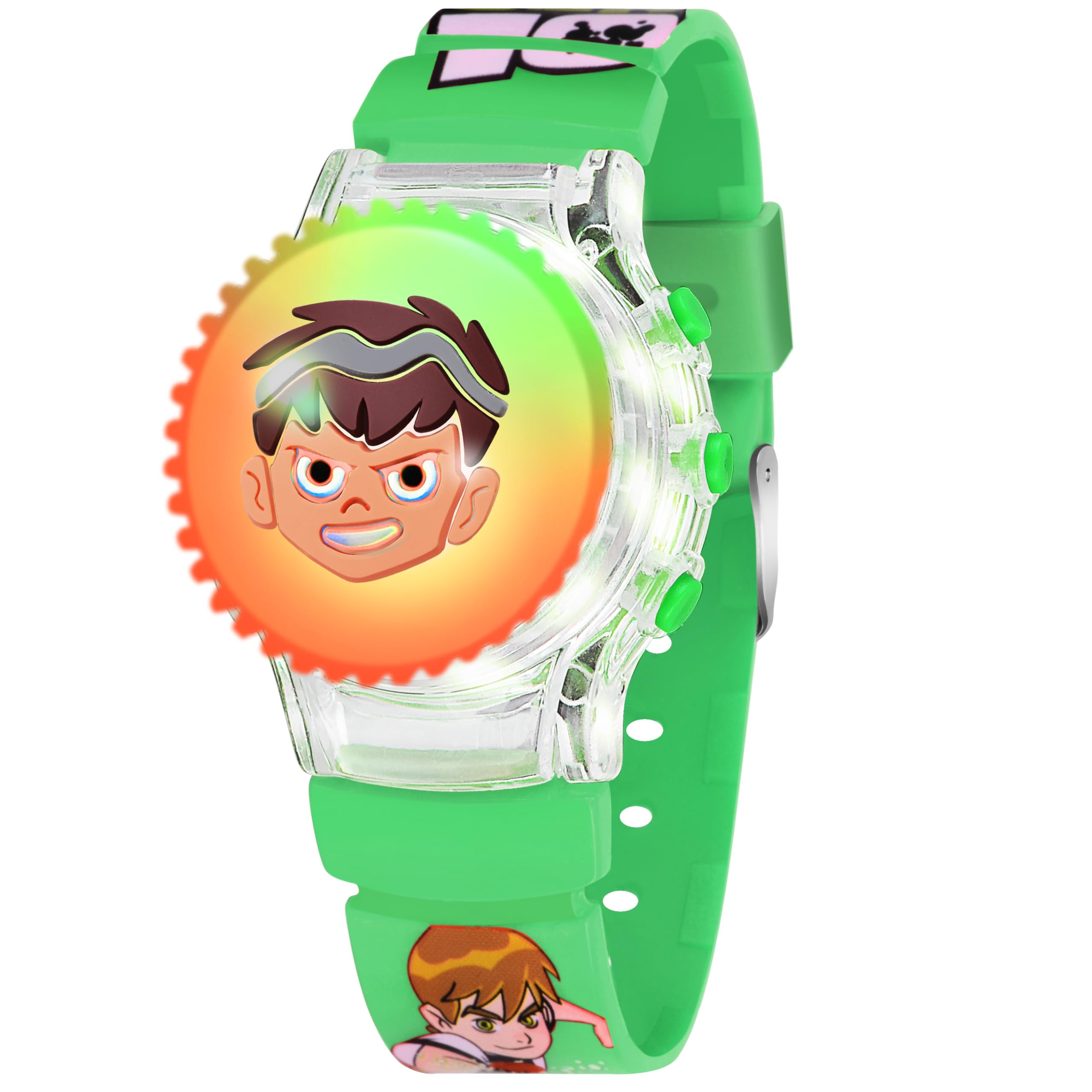 CLOUDWOOD Action Figure Based Rotating Top LED Digital Boys Children Toys Watch for Kids -W101 (Green) (B0CMQM2HDB) Amazon Price History, Amazon Price Tracker