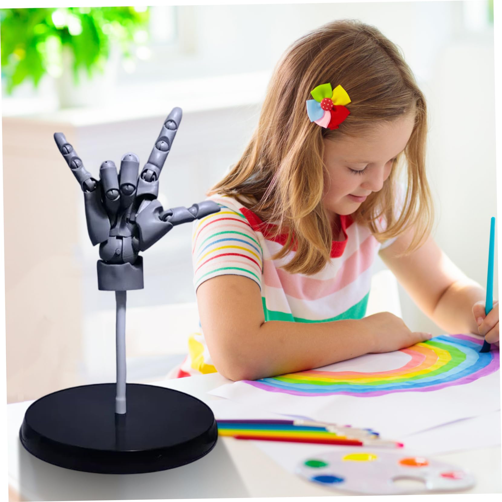 2 pièces modèle de main articulé 1:1 pour dessiner des mains de mannequin articulées mobiles avec base pour dessiner, peindre, esquisser 14, 2 pouces (droite + gauche) pour un usage quotidien