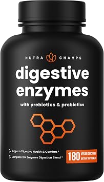 NutraChamps Digestive Enzymes with Probiotics and Prebiotics for Women & Men - 180 Vegan Capsules with Bromelain for Bloating & Optimal Gut Health