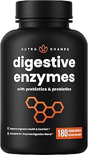 NutraChamps Digestive Enzymes with Probiotics and Prebiotics for Women & Men - 180 Vegan Capsules with Bromelain for Bloating & Optimal Gut Health