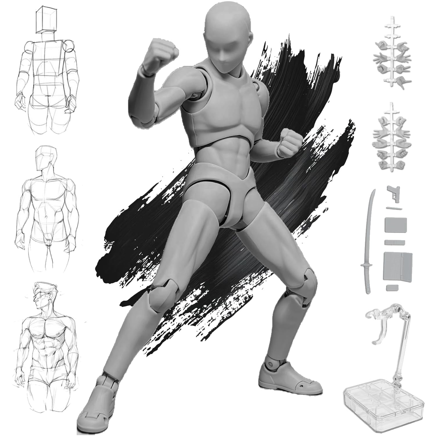 漫画アートプリント アクションスタイル Amazon.co.jp: デッサン人形 関節可動30ヶ所 ポーズ人形 男性＆女性