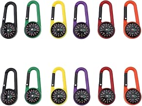 OTOTEC 12pcs Carabiner Compass Clip Outdoor Auto Lock Hiking Camping Keychain Multicolor