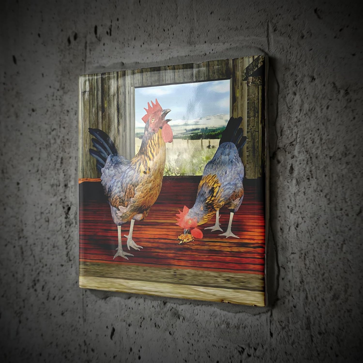 3dRose Boehm Digital Paint Animal - Chickens in a Barn 4 Inch Ceramic Tile image 2