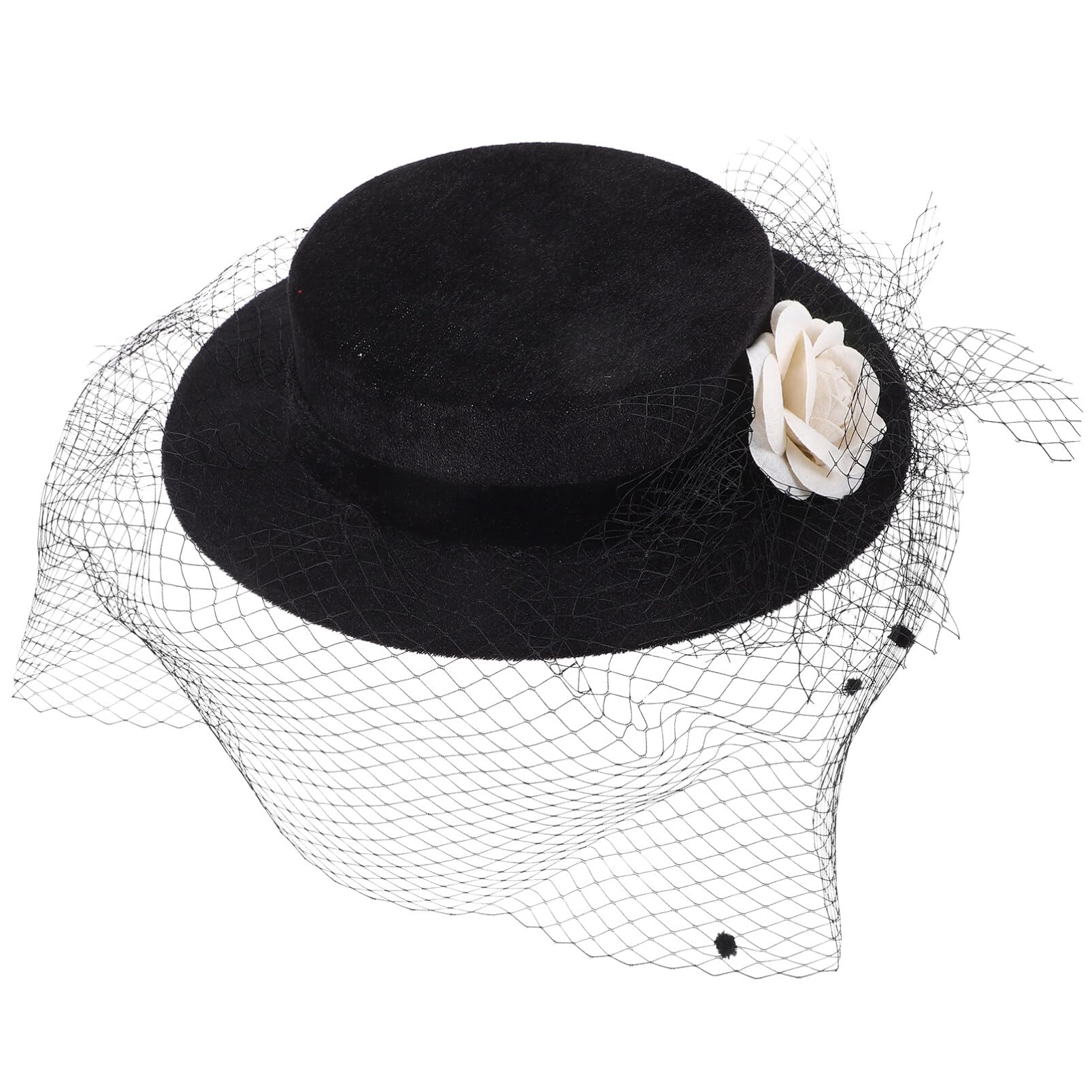 PACKOVE Cappello Donna Cerimonia Elegante in Nero a Tesa Larga