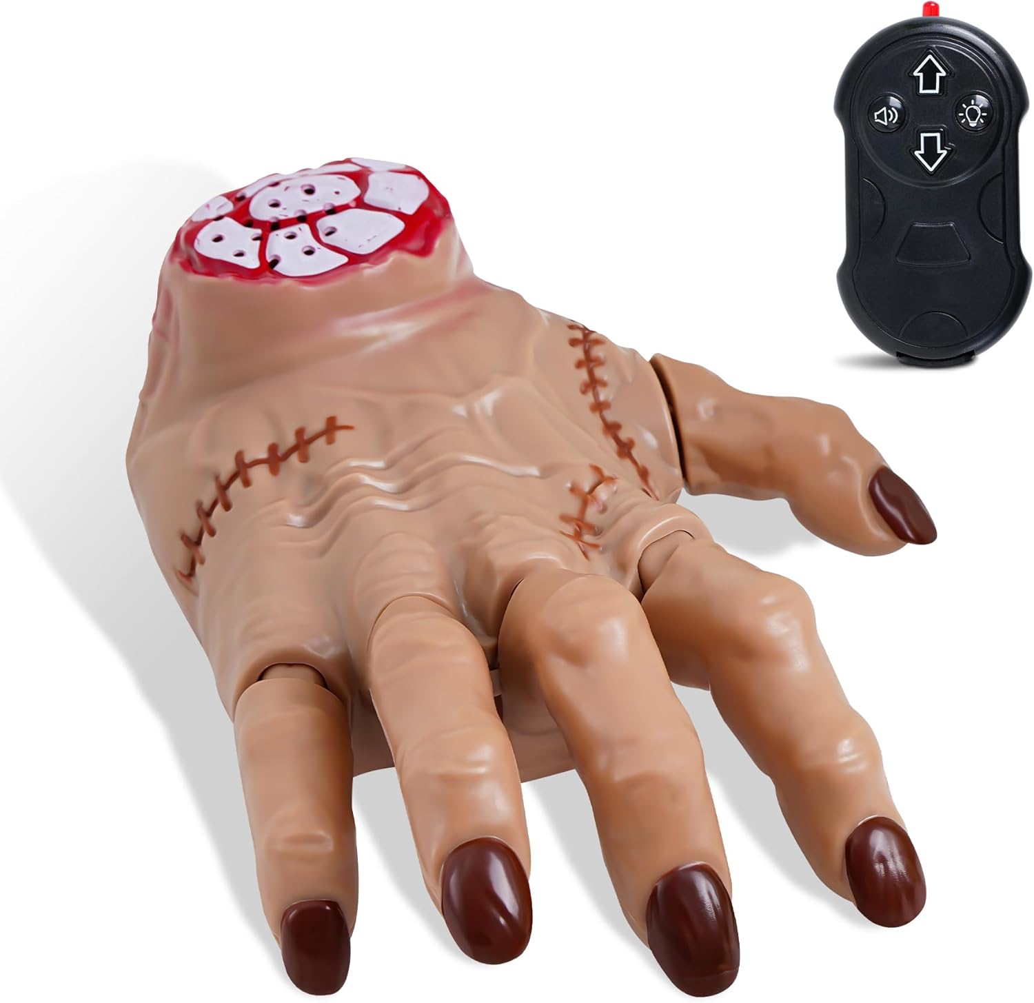 Wednesday Thing Hand Toy – RC Crawling Hand with Lights, Music & Moving Fingers, Life Size Remote Control Halloween Animatronic Decorations