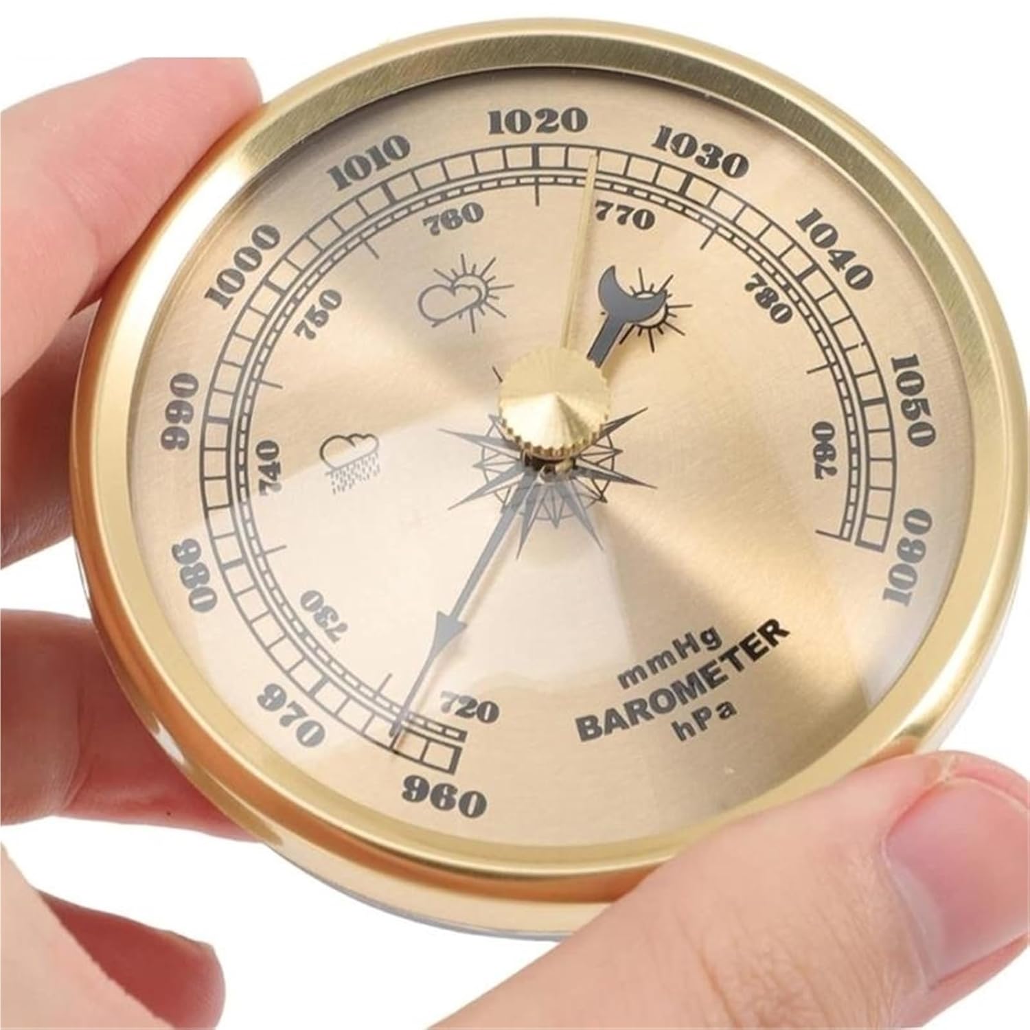 Dial Type Barometer 70mm Analog Barometer with Classical Design for Weather Monitoring and Outdoor Activity Stainless Steel Construction(Silver)