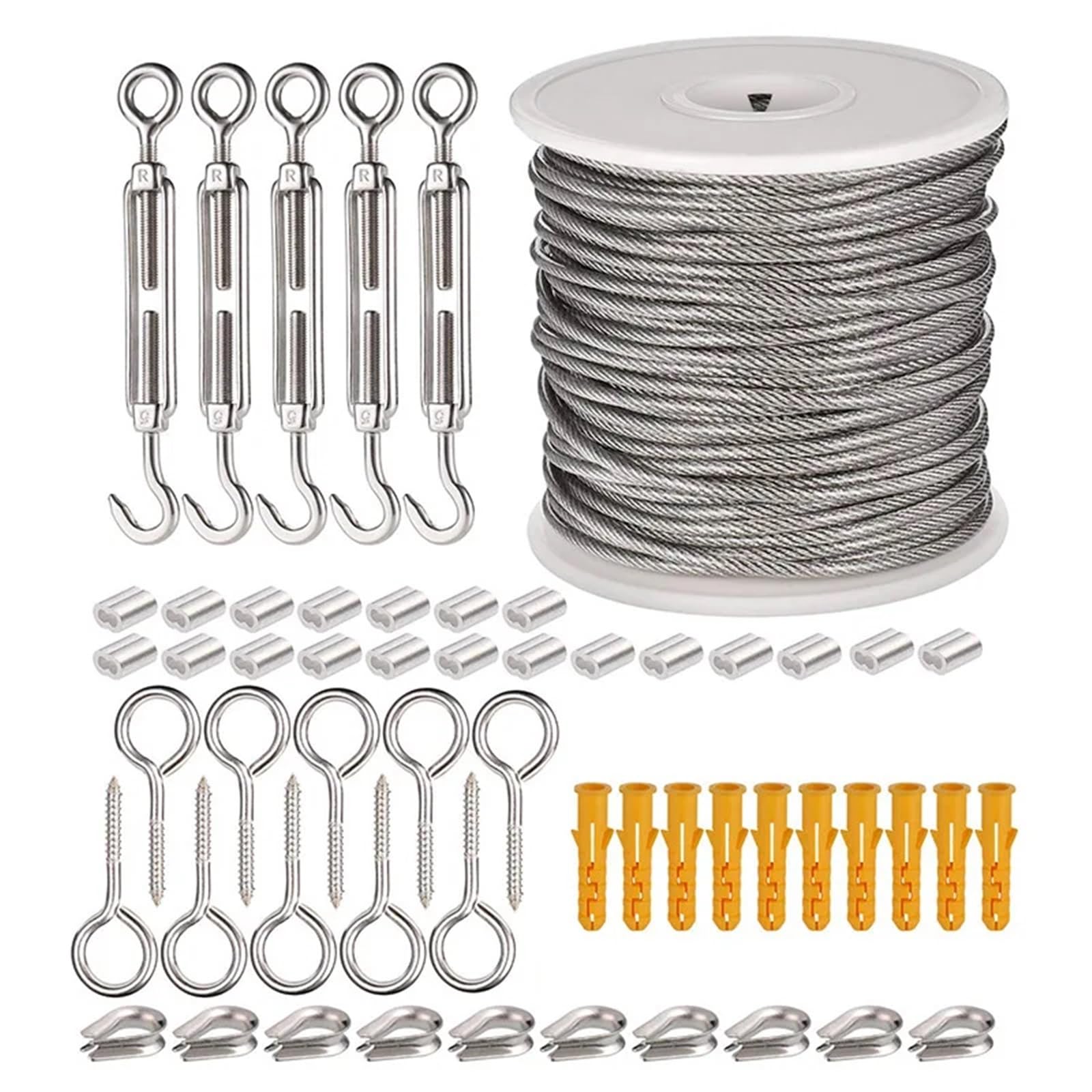 Cable de acero inoxidable en kit multifuncional de 15 a 50 metros para tendedero y barandilla