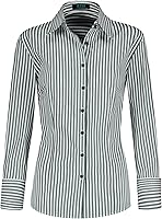 Vista 14 de EZEN - Blusa de manga larga, ajustada, elástica, con cuello de botones para mujer, para oficina, estilo formal, casual
