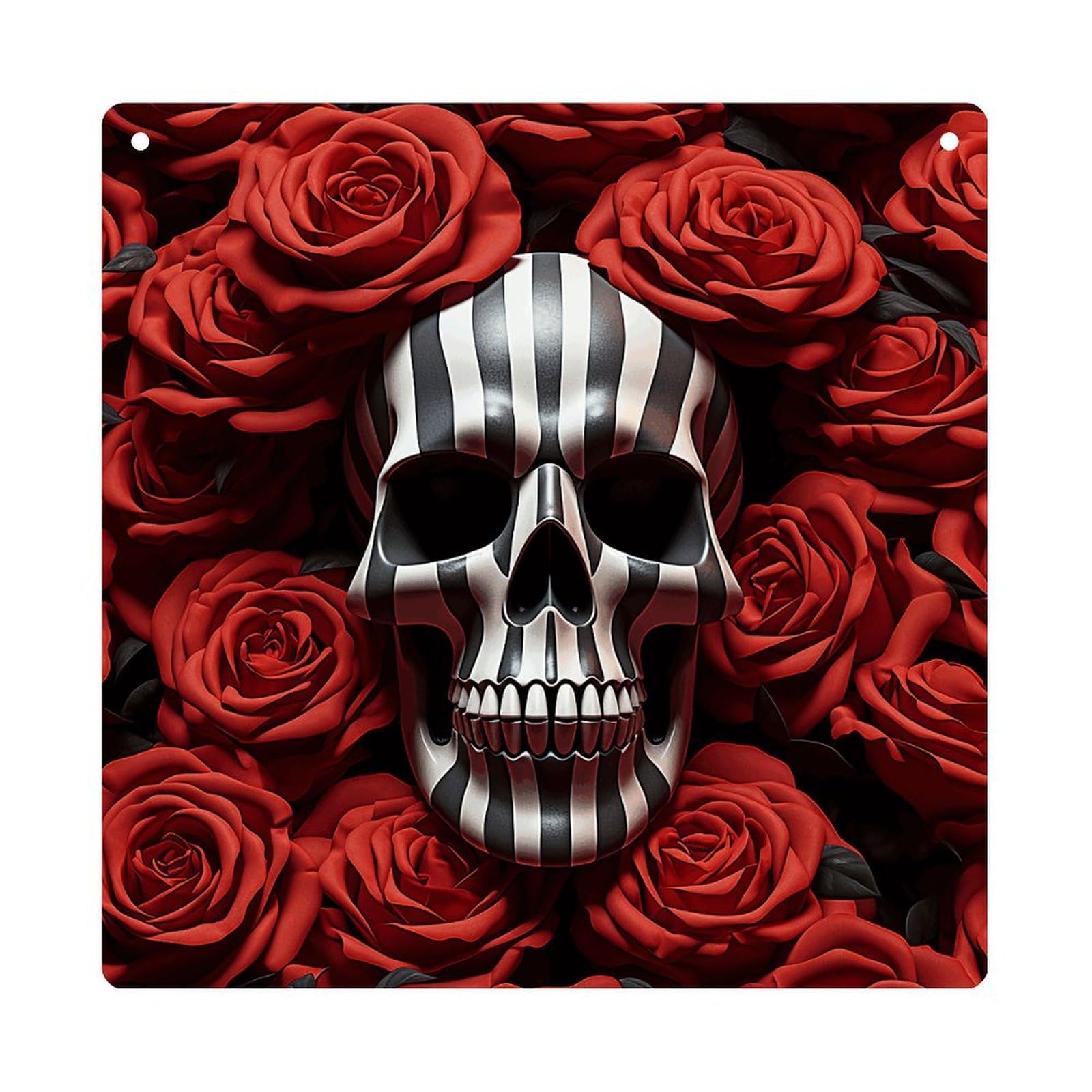 Adfgyerh Style Skull In Flower Hanging Ornaments Window Hanging Modern Acrylic Decor For Living Room Bedroom Dining Room Hallway Office Wall Decor, 8X8 In