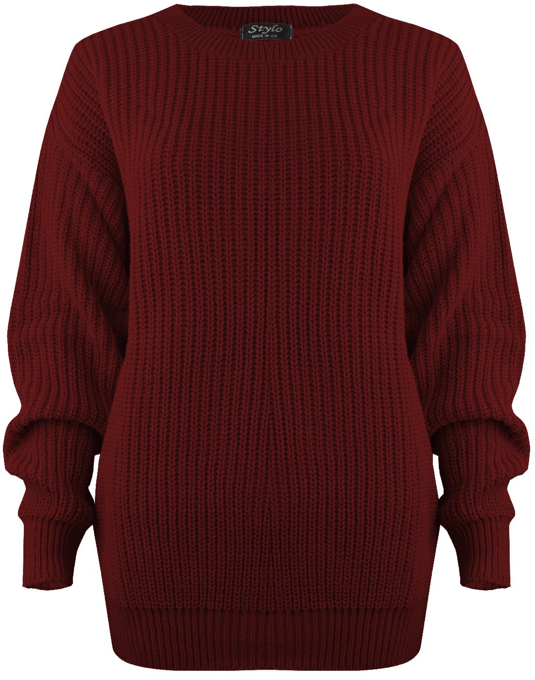 Wearall Women's Wine Cozy Oversized Chunky Knit Sweater Pull On Style New Chunky Baggy Jumper Knitted Sweater Thick Top Size 20-22