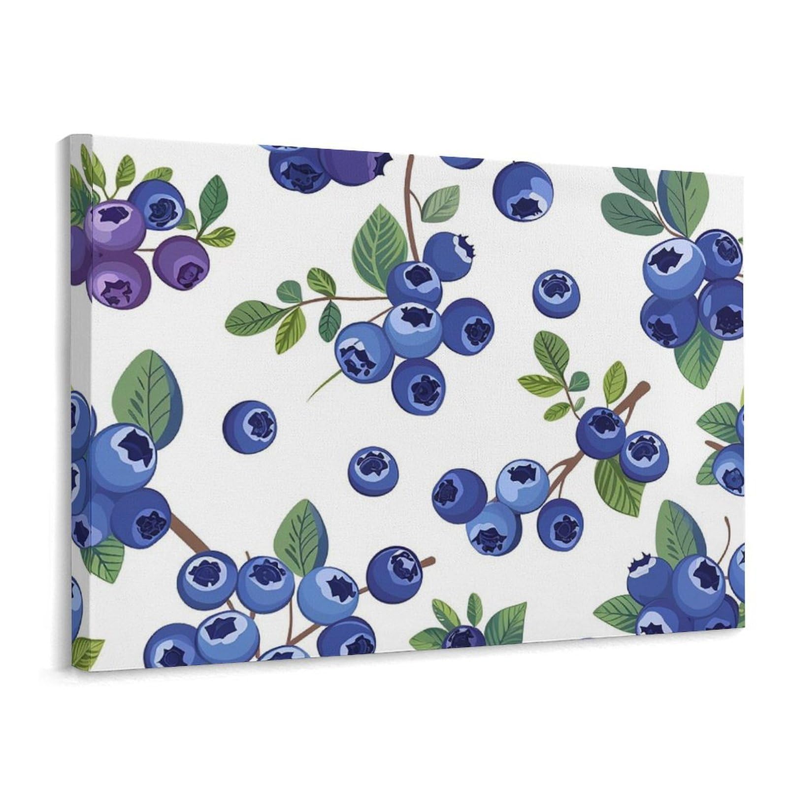 Canvas Wall Art for Living Room Prints Aesthetic Poster Canvas Paintings Prints Blueberries with Leaves Pictures ArtWork Office Wall Decor Modern Abstract Wall Art for Bedroom Home Decor 30x40 Cm