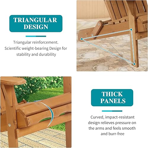 Miniatura 4 de Silla Adirondack plegable de madera para fogatas, sillas de patio al aire libre, sillas Adirondack modernas para patio, jardín, césped, piscina,