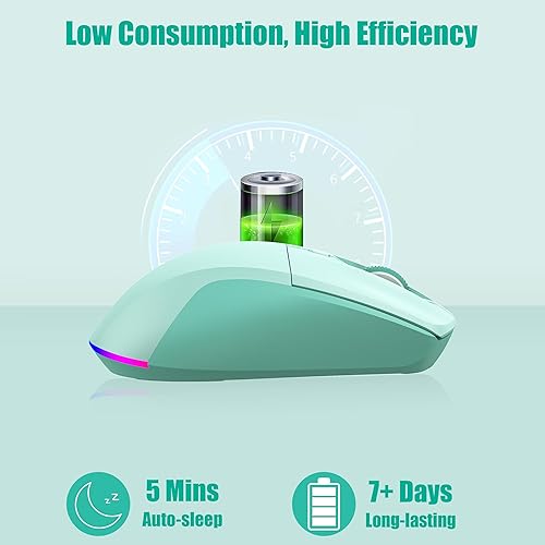 Miniatura 4 de LeadsaiL Ratón inalámbrico Bluetooth recargable, modo dual (Bluetooth + USB de 2.4 G), mouse de computadora con botones laterales, DPI ajustable