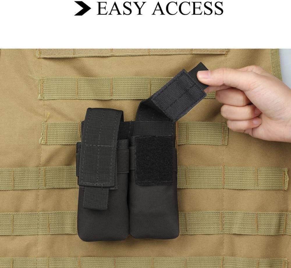Borsa per caricatore da caccia, custodia magnetica in nylon Custodia per caricatore tattica a doppia molecola per pistola 1911 G1ock 9mm (2 colori opzionali)