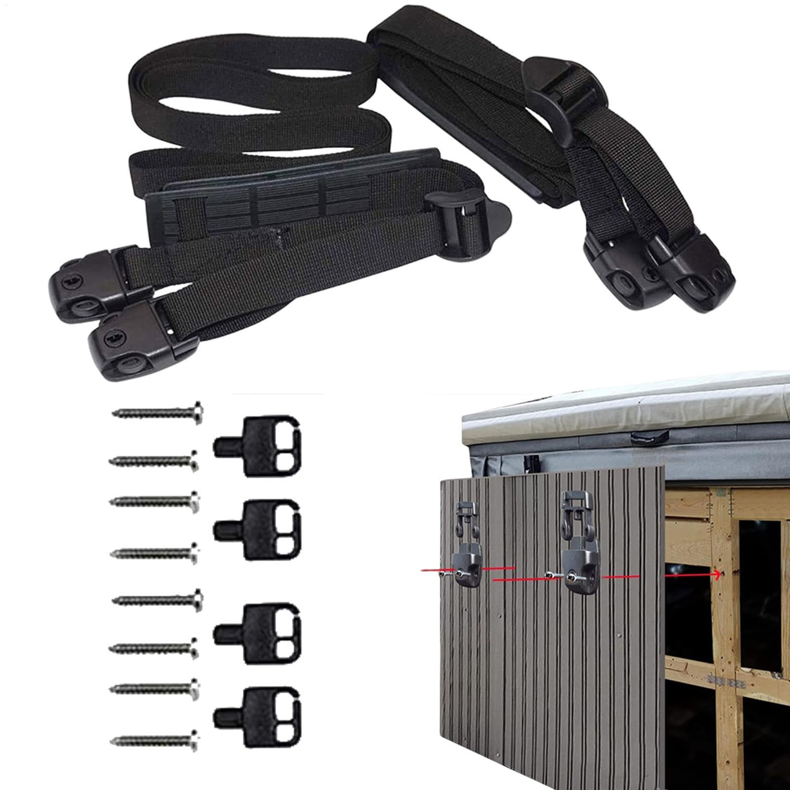 Tub Wind Straps - Tub Fixing Straps, Spa Secure Belt | Heavy Duty Adjustable Spa Cover Secure Belt, Outdoor Tub Cover Fixing Straps For Hot Tub Accessories Spas Secure Fits Outdoor