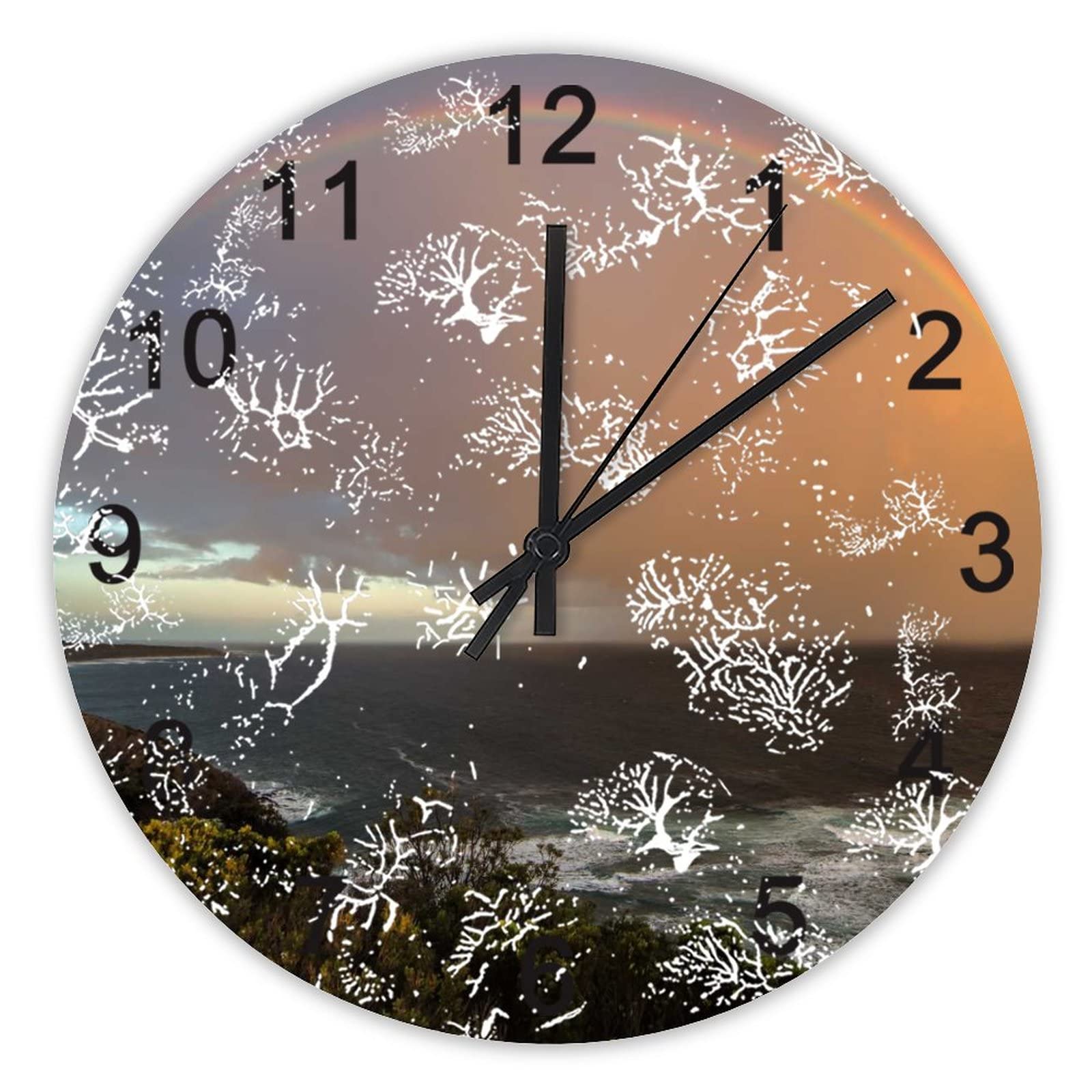 Horloge murale silencieuse sans tic-tac décoration coucher de soleil