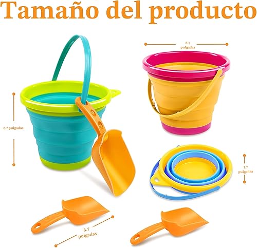 Miniatura 5 de JOYIN 3 Paquetes de Cubos Plegables con Palas y Bolsa de Malla, Cubos Plegables Multiusos para Playa, Equipo de Campamento, Fiesta en la Playa