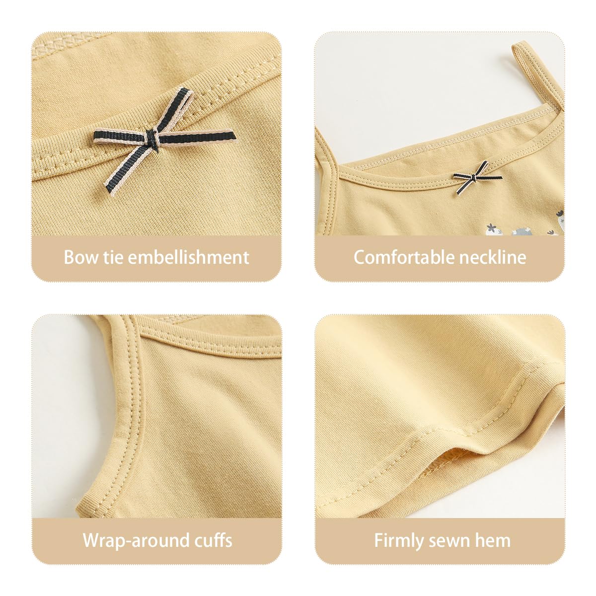 Lot de 4 Maillots de Corps Fille Coton Débardeurs pour Enfant 2-9Ans, Maillot de Corps Fille Top à Bretelles Spaghetti Camisoles sans Manches sous-vêtements en Coton
