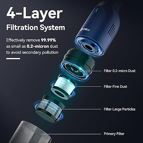 Miniatura 7 de Aspiradora de mano inalámbrica, recargable con 30 minutos de tiempo de funcionamiento, mini aspiradora de mano con 10000 Pa potente succión,