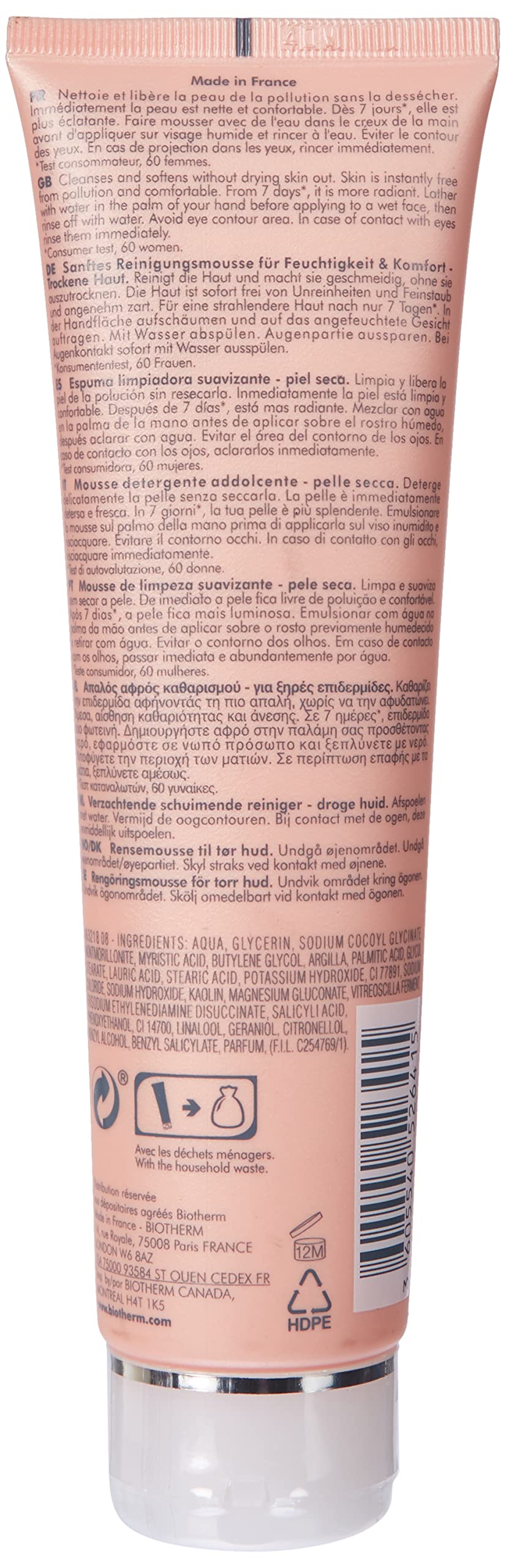 Biotherm Biosource Reinigungsschaum für trockene Haut, Cleansing Foam, mildes Reinigungsgel für ein erfrischtes Hautgefühl, 150 ml (Packung mit 2)