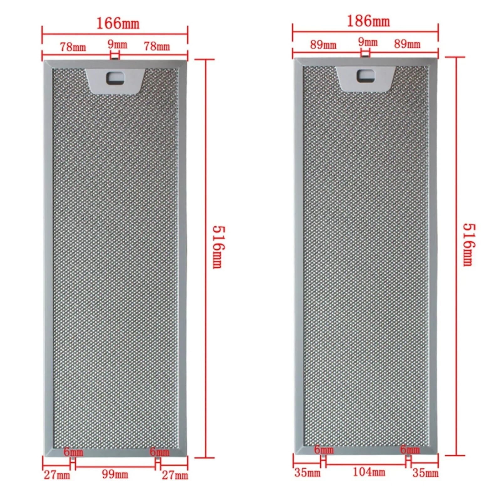 Compatible con 00660222 00660223, juego de filtros de grasa for campana extractora de aluminio 516x166+516x186mm