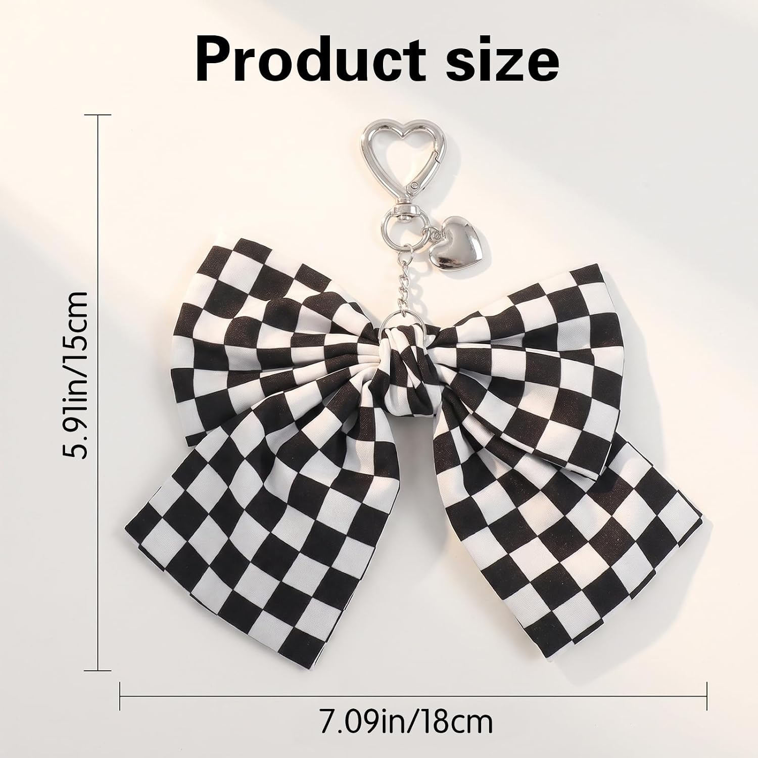 Bremorou Bow Bag Charm For Purse Black And White Checkered Bag Charms For Handbags Tote Bags Keychain Accessory Bag Key Charms 50s Accessories image 2